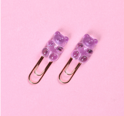 Small Plastic Bear Candy Shape Paper Clips // Yellow, Red, Blue, Orange, Purple, Pink Colour Paper Clip Pack