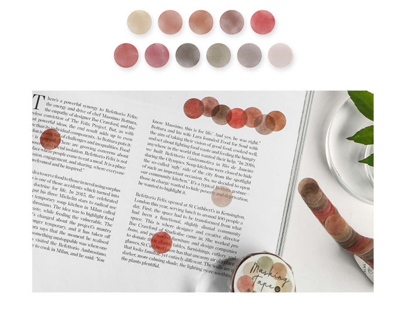 100 Pcs Dot Washi Stickers Single Roll // Colourful Round Sticker Diameter 1.4cm Bullet Journal Functional Point Washi Stickers Theme 1