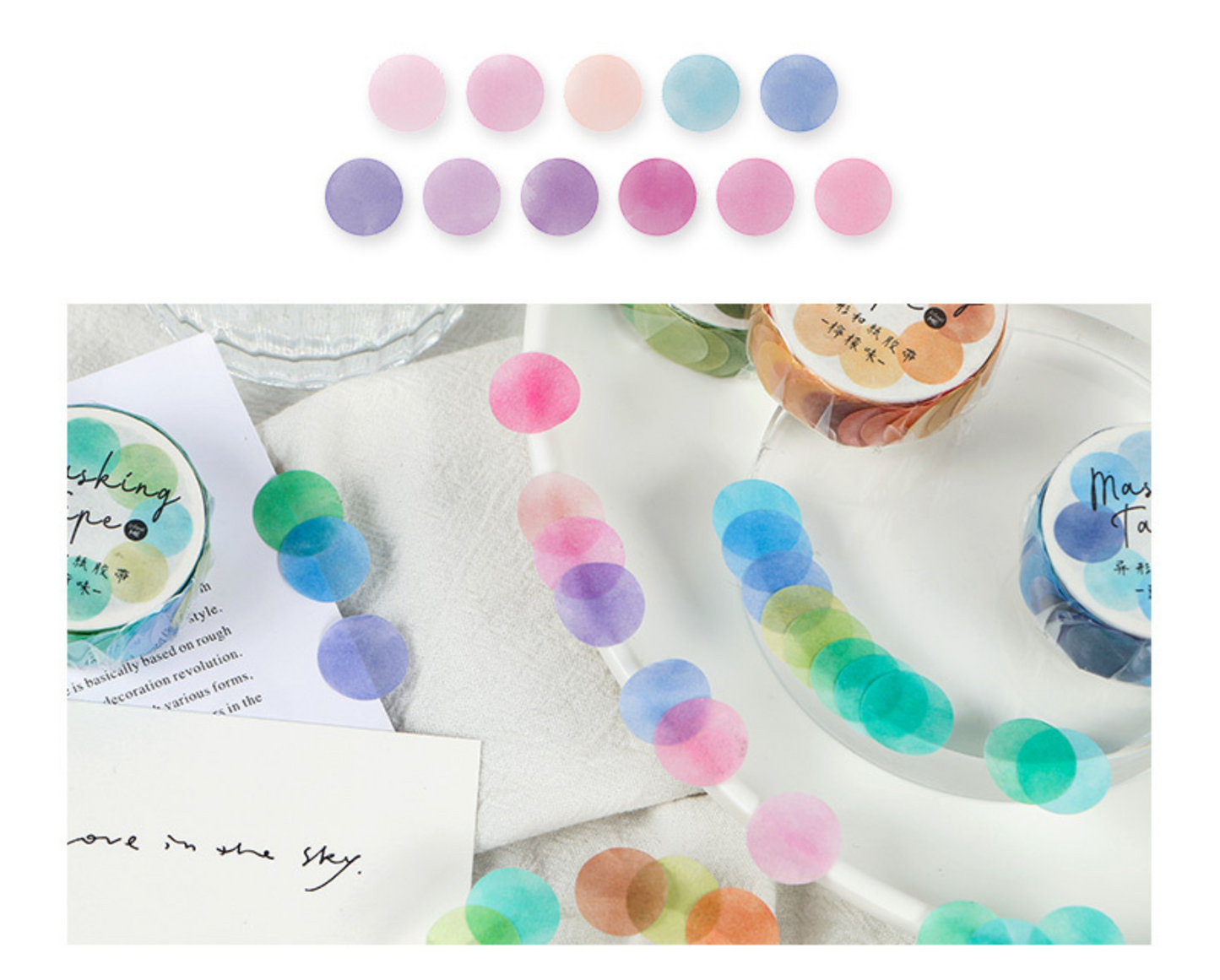 100 Pcs Dot Washi Stickers Single Roll // Colourful Round Sticker Diameter 1.4cm Bullet Journal Functional Point Washi Stickers Theme 1